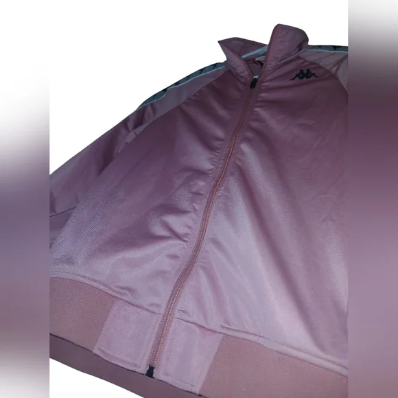 Kappa Pink Track Jacket W/ White Striped Logo On Sleeves Size Small - Picture 3 of 15
